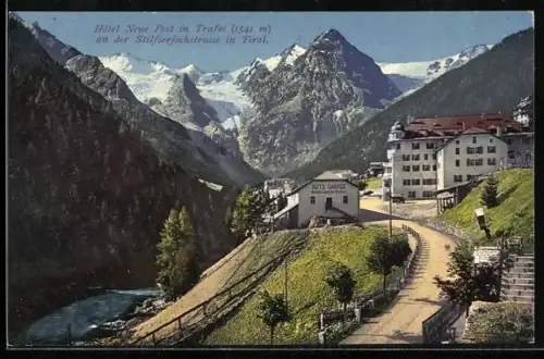 AK Trafoi, Hotel Neue Post an der Stiftserjochstrasse