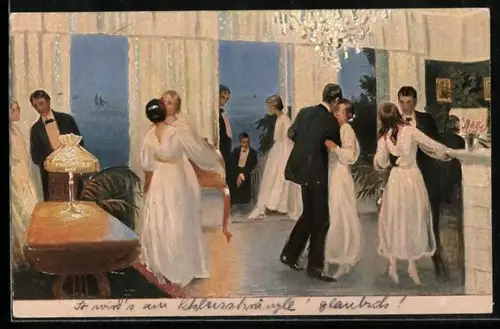 Künstler-AK sign. H. Slott-Moller: Sommernachtsball, Paare beim Tanz