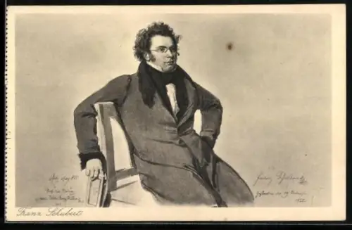 AK Franz Schubert auf einem Stuhl