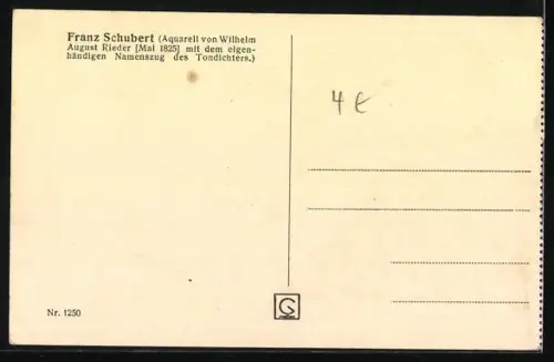 AK Franz Schubert auf einem Stuhl