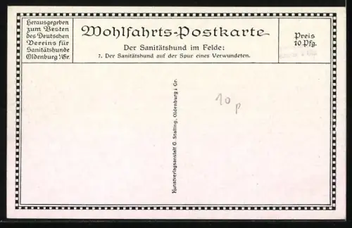 Künstler-AK Sanitätshund im Felde