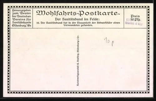 Künstler-AK Sanitätshund findet verwundeten Soldaten