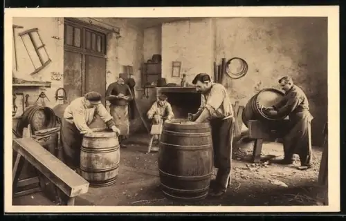 AK Bordeaux, Weinhaus Mähler-Besse & Cie., Tonnellerie, Böttcher stellen Weinfässer her