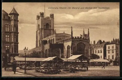 AK Cambridge, University Church St. Mary`s and Market Hill