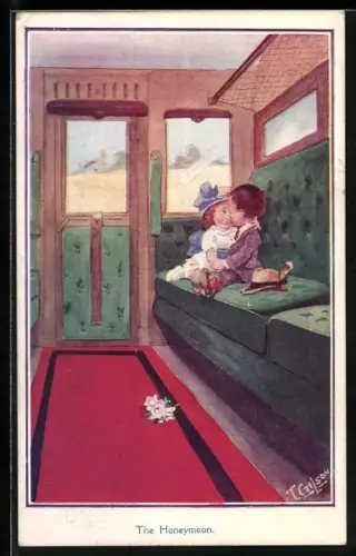 Künstler-AK T. Gilson: zwei Kinder Im siebenten Himmel