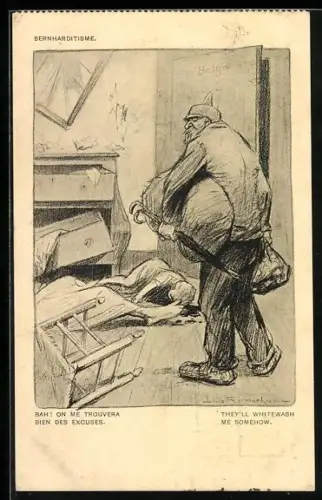 Künstler-AK Louis Raemaekers: Bernharditisme, They'll whitewash me somehow