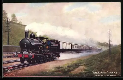 AK Wild Irishman taking water at Bushey, englische Eisenbahn