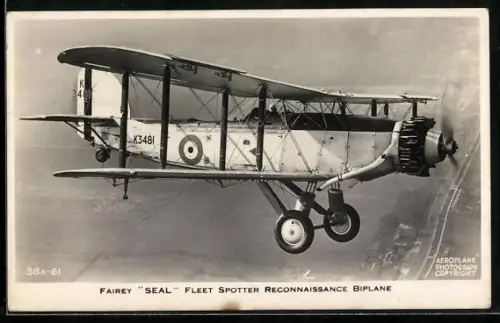 AK Fairey Seal Fleet Spotter Reconnaissance Biplane, Britisches Militär-Flugzeug