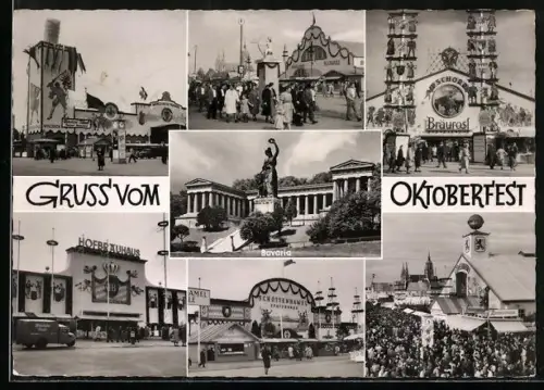 AK München, Oktoberfest, Gasthaus Bräurosl, Gasthaus Hofbräuhaus, Bavaria