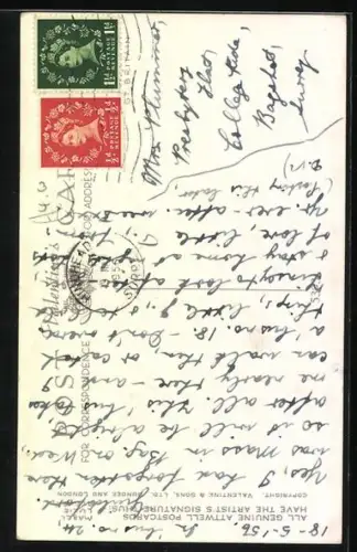 Künstler-AK M.L. Attwell: Mädchen beweint im Bett die Feststellung, dass ihre Gebete nicht erhört werden