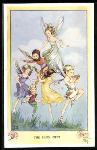 Künstler-AK Rene Cloke: Elfen folgen dem Flötenspieler