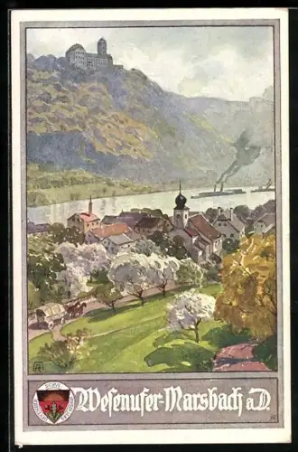 AK Deutscher Schulverein NR 443: Waldkirchen am Wesen, Marsbach, Wesenufer