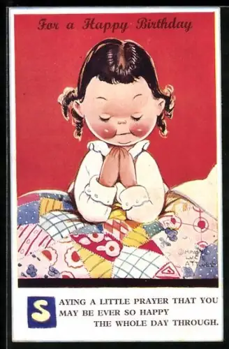 Künstler-AK Mabel Lucie Attwell: Mädchen betet vor dem Schlafengehen