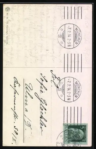 Künstler-AK sign. Th. Recknagl: Mädchen im Kleid mit Kirschen im Haar