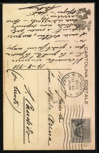 AK Artillerie, Edera Umana, Adler landet auf verwuchertem Geschütz