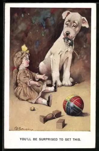 Künstler-AK George Ernest Studdy: Wenn Du`s nicht bist..., Bonzo und Puppe