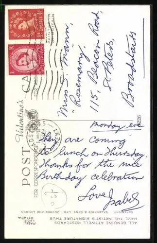 Künstler-AK Mabel Lucie Attwell: More chores, But I`ll see you soon!, Kleiner Junge mit seinem Hund