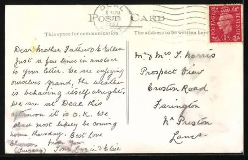 AK Deal, View of the beach, central promenade, the sea, the Parade and Walmer Castle