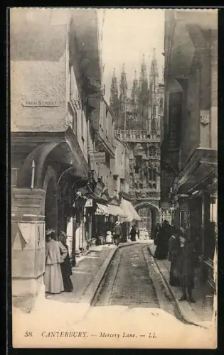 AK Canterbury, View of Mercery Lane with Cathedral in the background