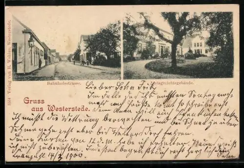 AK Westerstede, Bahnhofstrasse und Amtsgerichtsgebäude