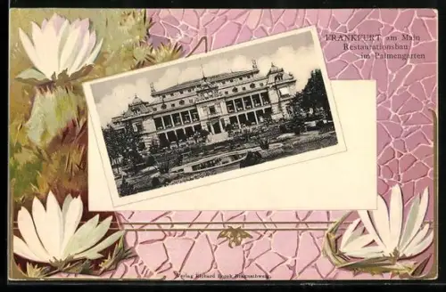 AK Frankfurt-Westend, Restaurant im Palmengarten, Seerosen-Passepartout