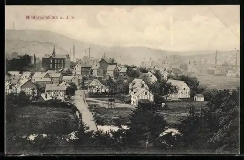 AK Niederschelden a. d. S., Gesamtansicht aus der Vogelschau