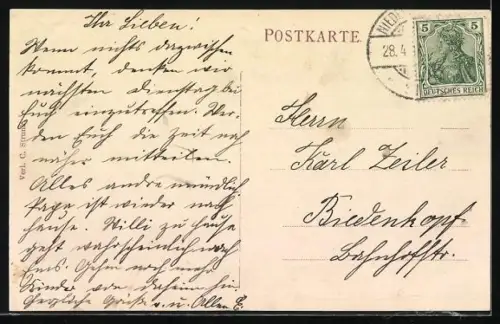 AK Niederschelden a. d. S., Gesamtansicht aus der Vogelschau