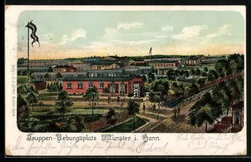 Lithographie Munster i. Hann., Truppen-Übungsplatz