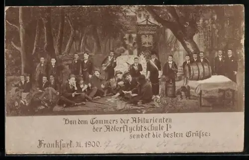 Künstler-AK Frankfurt /M., Commers der Abiturienten der Adlerflychtschule Ib 1900