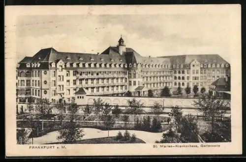 AK Frankfurt-Nordend, St.-Marien-Krankenhaus, Gartenseite