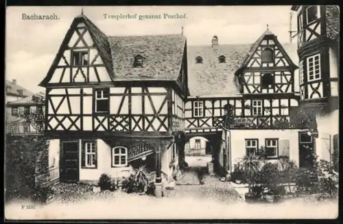 AK Bacharach, Blick auf den Templerhof genannt Posthof