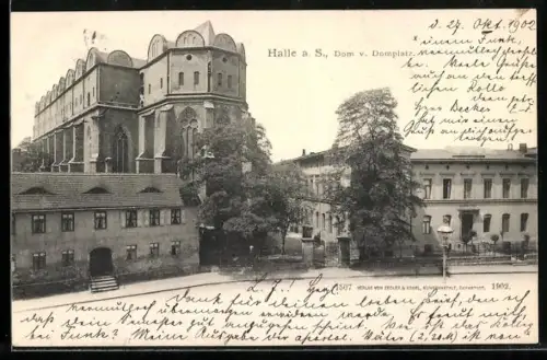 AK Halle a. Saale, Dom vom Domplatz aus