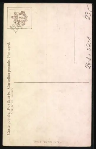 Künstler-AK Arthur Thiele: Katze mit gelber Schleife freut sich