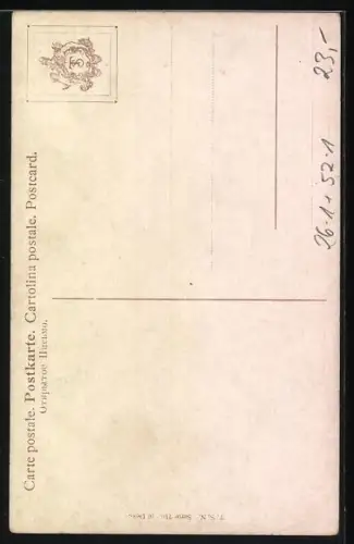 Künstler-AK Arthur Thiele: Katze mit grünen Augen und rotem Halsband, Portrait