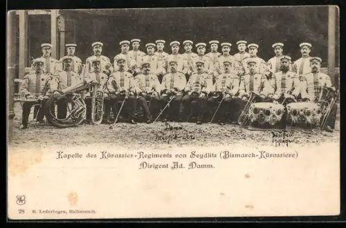AK Halberstadt, Musikkapelle des Kürassier-Regiments von Seydlitz, Bismarck-Kürassiere, Dirigent Ad. Damm