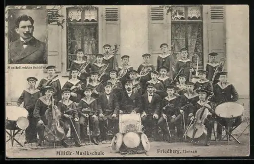 AK Friedberg i. Hessen, Militär-Musikschule, Kapelle mit Blasinstrumenten