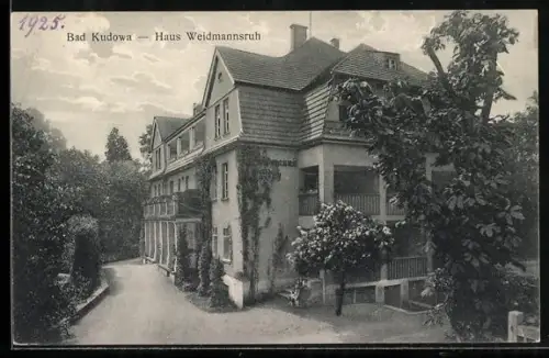 AK Bad Kudowa, Haus Weidmannsruh mit Garten