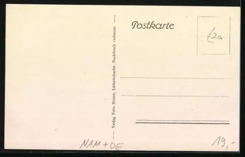 AK Lüderitzbucht, Blick über die Dächer zum Meer