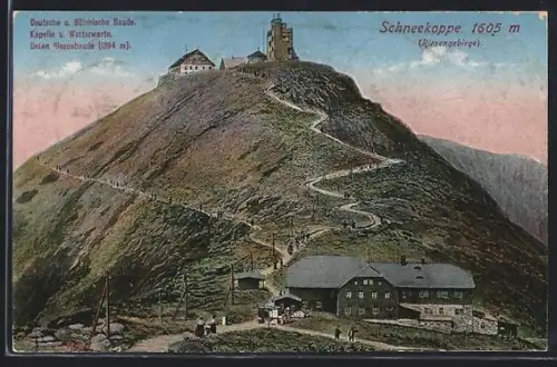 AK Schneekoppe /Riesengebirge, Berghütte von Emil Pohl