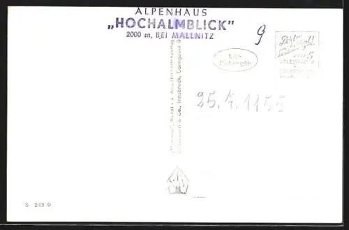 AK Mallnitz, Alpengasthaus Hochalmblick mit Blick gegen Hannoverhaus