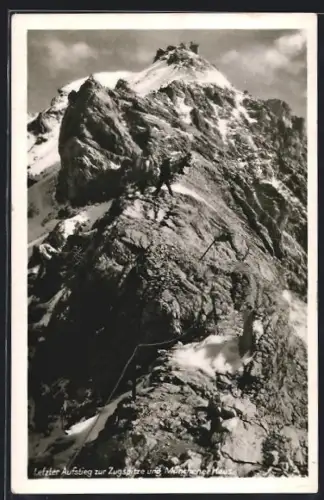 AK Bergsteiger beim Austieg zur Zugspitze u. Münchner Haus