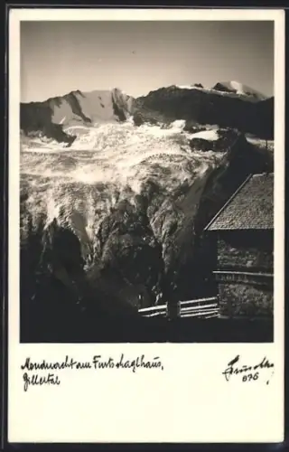 Foto-AK Hans Hruschka Nr.875: Zillertal, Mondnacht an einer Berghütte