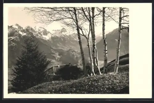 AK Tschengla, Berghaus Tschengla mit Blick in das Tal