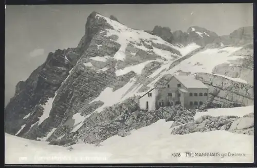 AK Riemannhaus g. d. Breithorn im Schnee