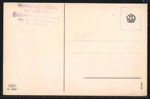 AK Ostertag-Hütte, Rosengarten gegen die Sellagruppe und Boespitze