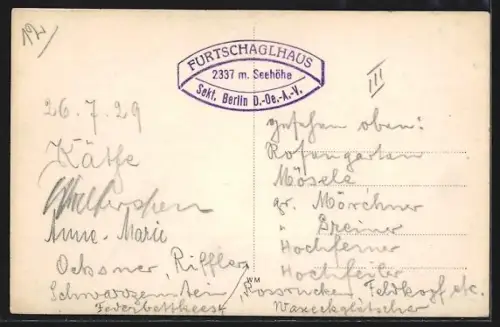 AK Furtschaglhaus in den Zillertaler Alpen