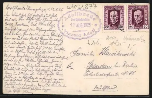 AK Adolfbaude Vinzenz Adolf in Spindelmühle