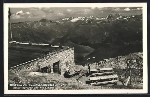 AK Weissfluhhütte, Blick auf die Silvrettagruppe und Piz Linard