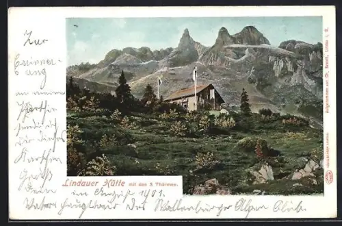 AK Lindauer Hütte, Berghütte mit den 3 Türmen