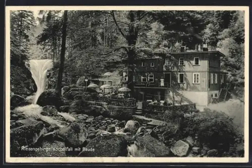 AK Kochelfallbaude und Kochelfall im Riesengebirge